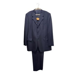 Vintage 80s 90s Feraud Wool 2-pc Suit Pant Set Classic Designer Navy 48L EU 118